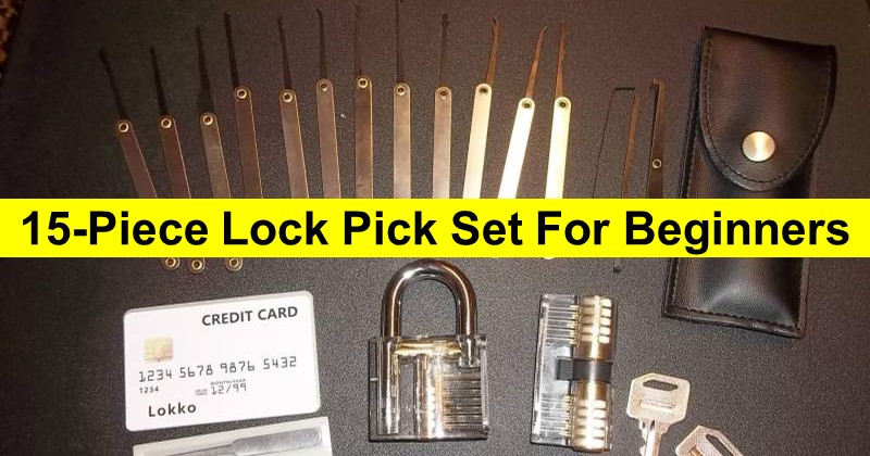 Mike's lockpicking tools: tension wrench (left) and lock picks