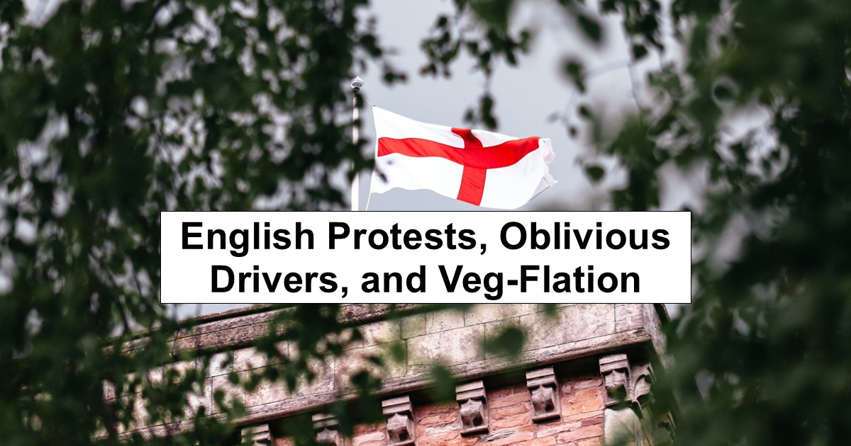 English Protests, Oblivious Drivers, and Veg-Flation